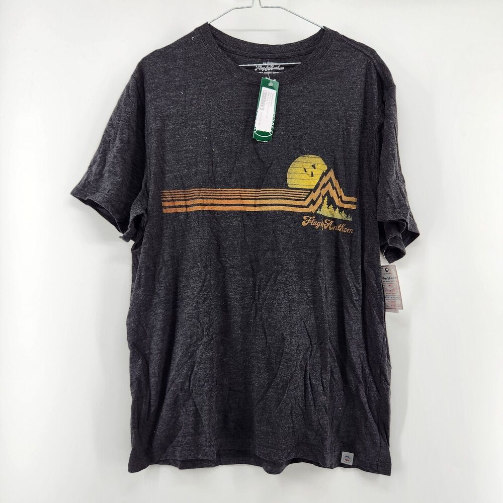 Flag & Anthem Men's Dark Grey Large Mountain Stripe Graphic Shirt NWT